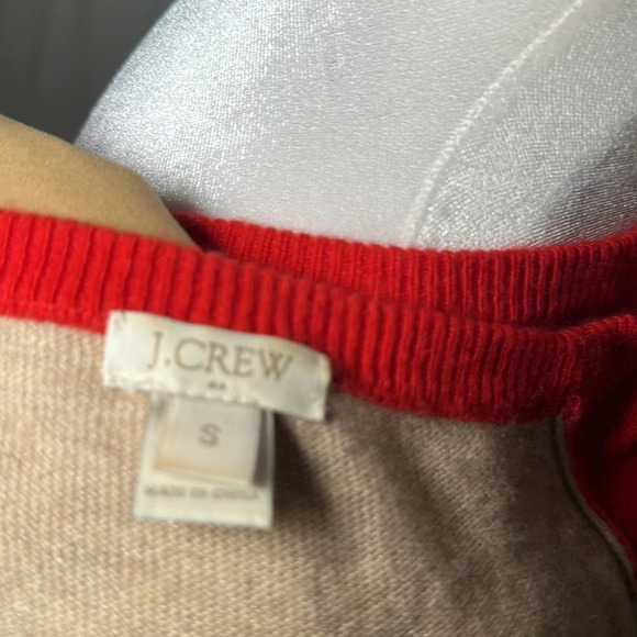 women’s wool blend red & tan colorblock J Crew sweater with buttons size small - Picture 5 of 6